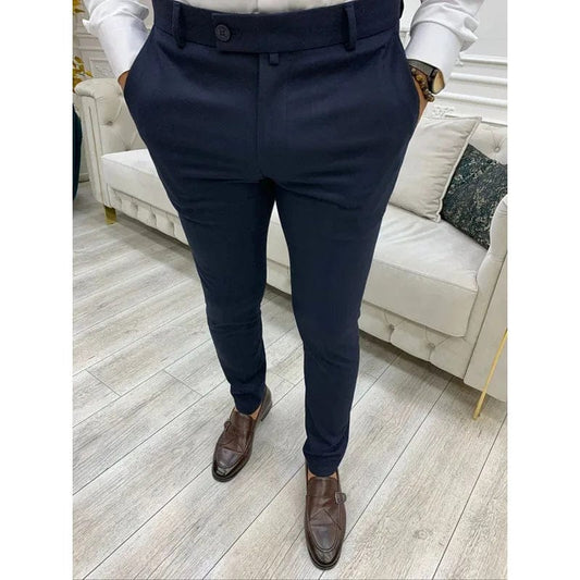  Showlu Fashion Store Navy Blue / M Men's Casual Pants Soft Tight Stretch Trousers For Business Social Office Workers Interview Party Wedding Men's Suit Pants S-3XL