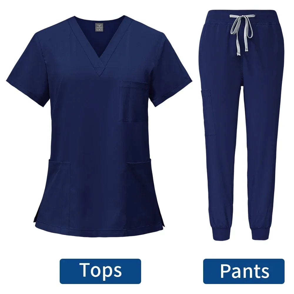 SHOWLU FASHION STORE navy blue / S Slim Fit Medical Scrubs Uniform Women Scrub Sets Nursing Accessories Hospital Surgery Gowns Dental Clinic Beauty Salon Workwear