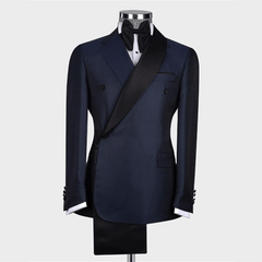 SHOWLU FASHION STORE Navy Blue / XS / CHINA New Arrival Men Suits Slim Fit Fashion Notch and Shawl Lapel Blazer Set Chic Business Formal Party Office Wedding Tuxedo 2 Piece