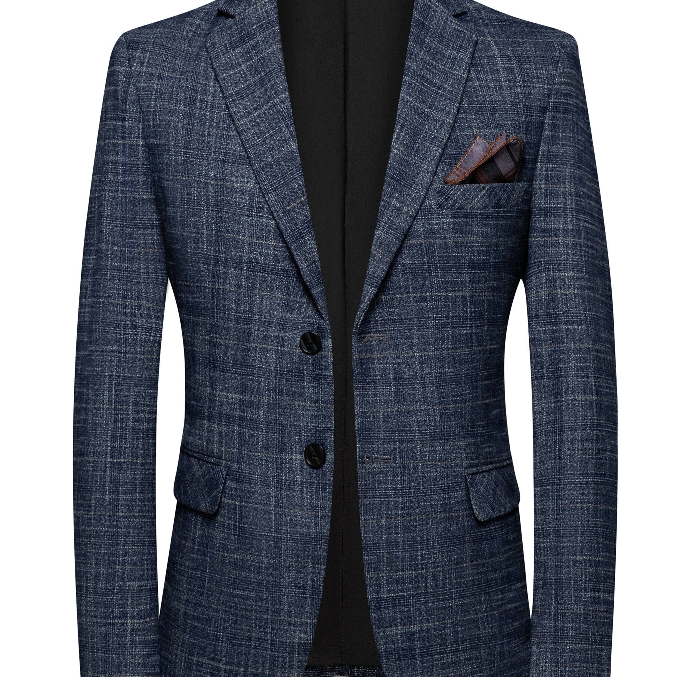  Showlu Fashion Store Navy Blue / XS Men's Elegant Single Breasted Blazer Jacket, Regular Tailored Fit Suit Coat With Notch Lapels For Business And Daily Wear, Spring And Fall