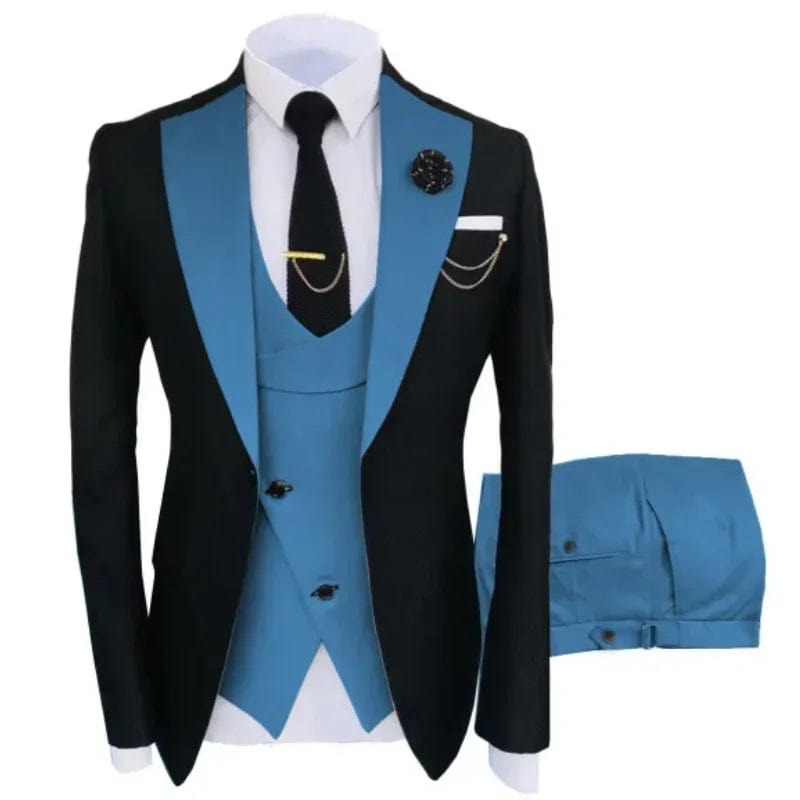 SHOWLU FASHION STORE Navy Costume Homme Groom Tuxedos Men Suits Peaked Lapel Wedding Prom Terno Masculino Slim Fit Blazer 3 Pcs Classic Men Suits