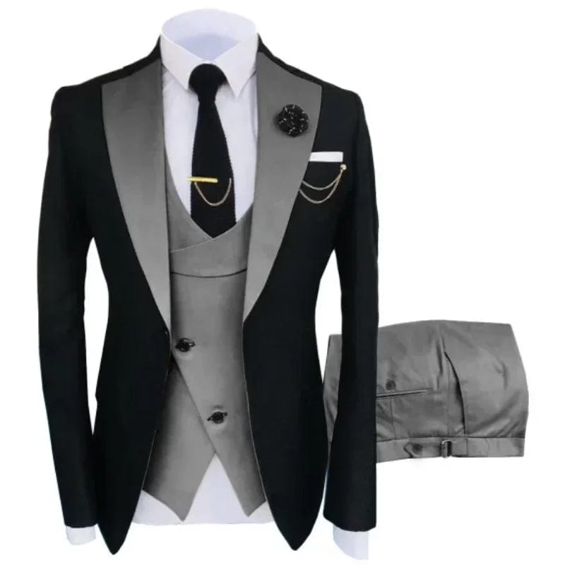 SHOWLU FASHION STORE Navy Costume Homme Groom Tuxedos Men Suits Peaked Lapel Wedding Prom Terno Masculino Slim Fit Blazer 3 Pcs Classic Men Suits