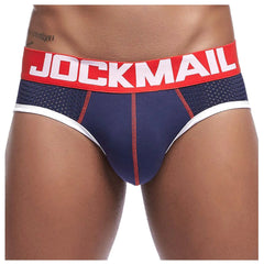  Showlu Fashion Store Navy / L / United States Jockmail Men'S Briefs Soft Comfortable Panties Shorts Mesh Breathable Panties Male Sport Stretch Underwear Sleepwear