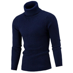 SHOWLU FASHION STORE navy / M 2023 Winter Men Warm Turtleneck Sweater Mens Rollneck Warm Knitted Sweater Keep Warm Men  Casual  Jumper Knit Woolen Sweater