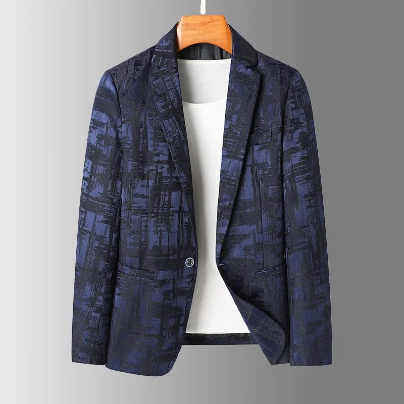 Showlu Fashion Store Navy / M     45 to 52kg 2024 Spring Men's Suit Jacket Men's Printing Tie-dye Fashion Handsome Suit Party Coat Slim Single Button Blazers Jacket Men