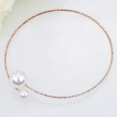  Showlu Fashion Store Necklace 3 ZANLLOY Shiny Pearl Rhinestone Necklace Bracelet Ladies Party Party Bridal Wedding Dress Jewelry Set