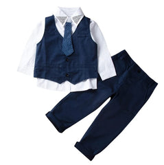  Showlu Fashion Store New Baby Kids Boys Tuxedo Suit Shirt Waistcoat Tie Pants Formal Outfits Clothes Set