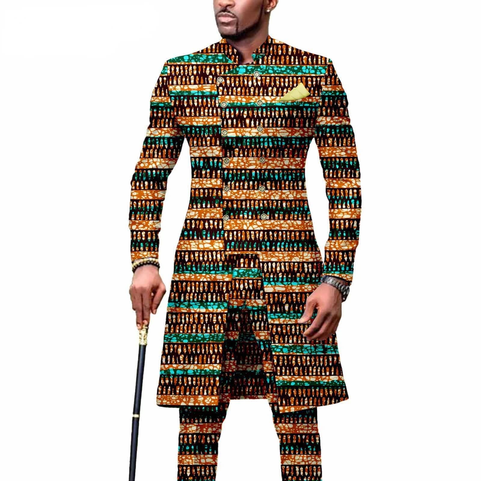  Showlu Fashion Store New Casual African Fashion Men's Suit Slim Two-piece Set спортивный костюм мужской Pant Sets Ropa Para Hombres  suits for men