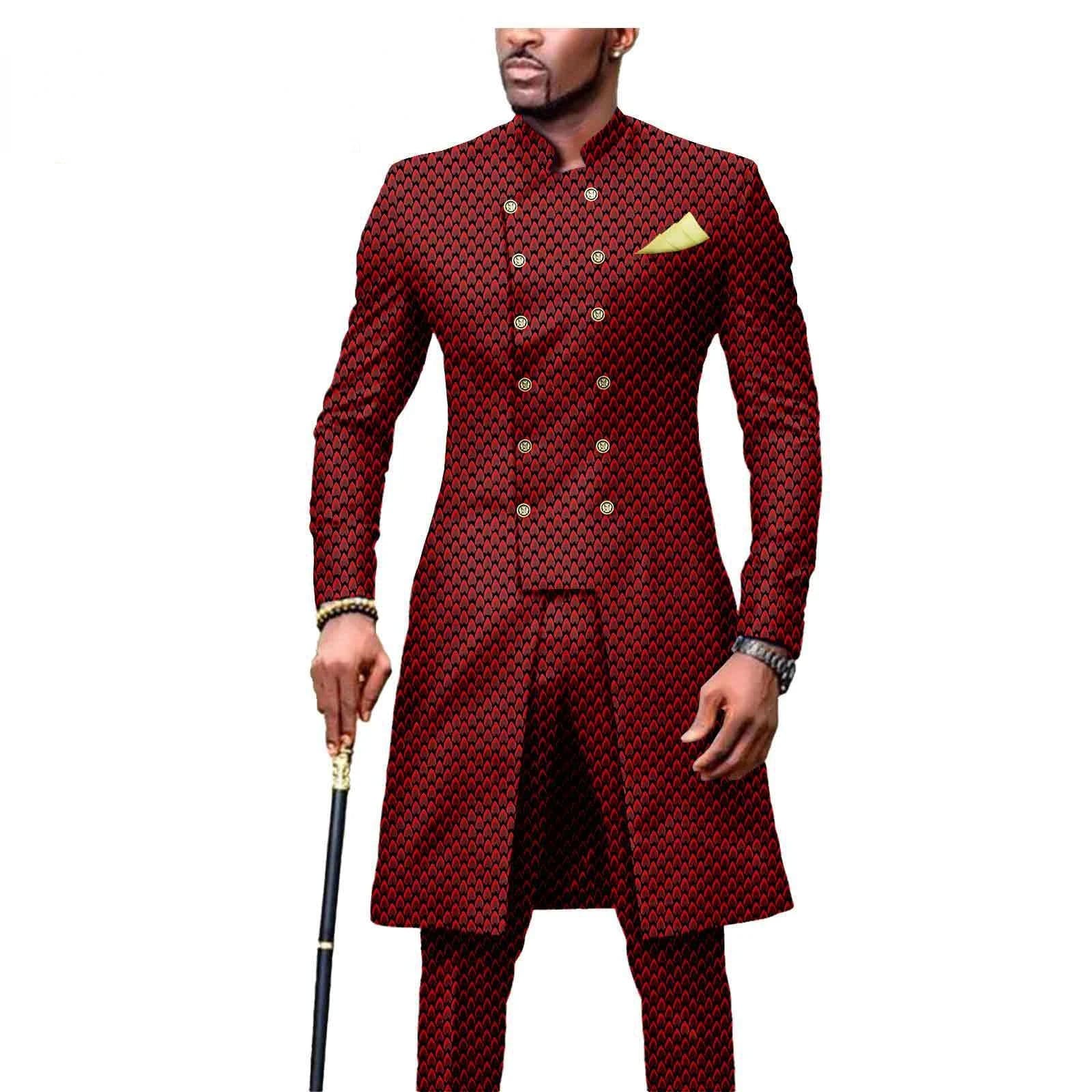  Showlu Fashion Store New Casual African Fashion Men's Suit Slim Two-piece Set спортивный костюм мужской Pant Sets Ropa Para Hombres  suits for men