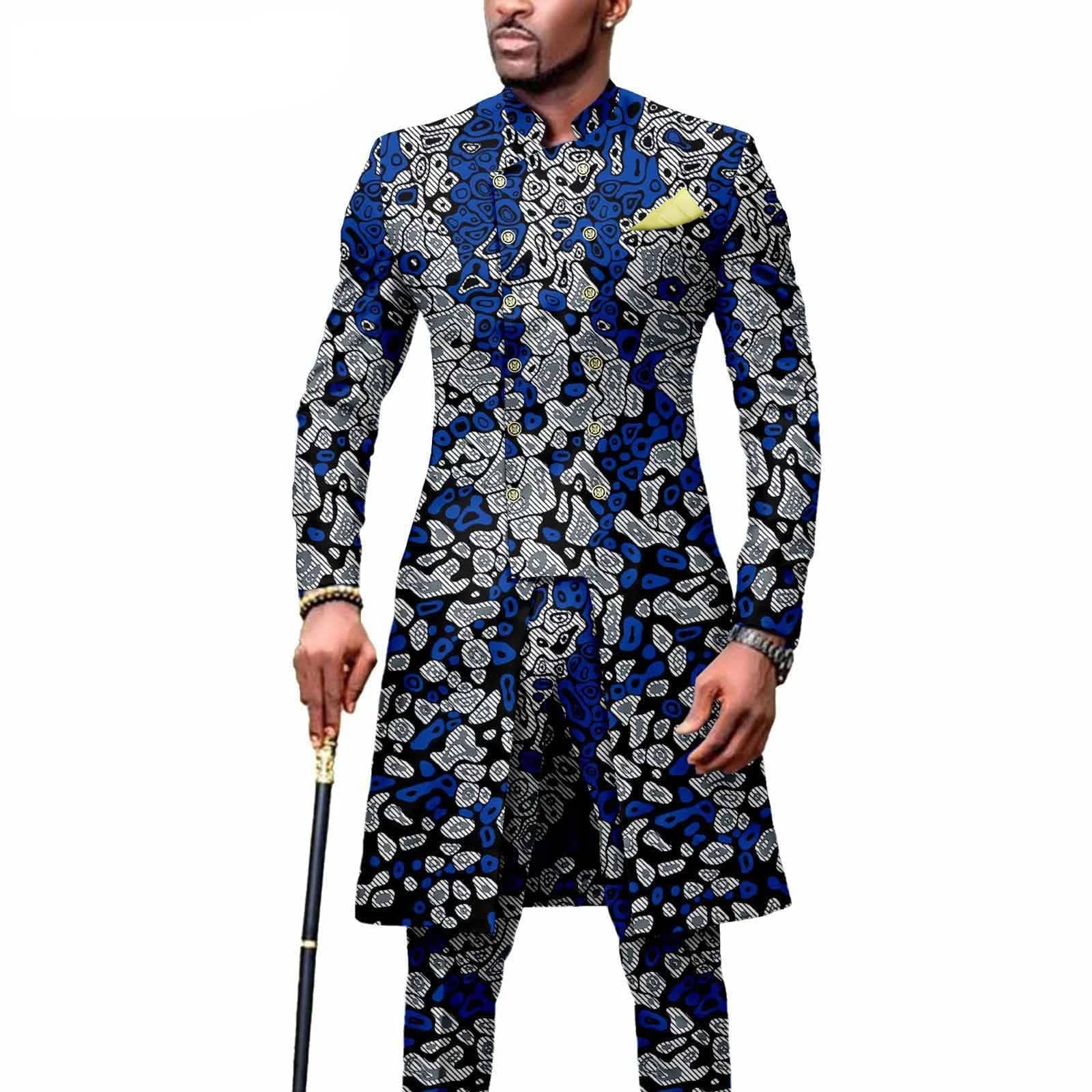  Showlu Fashion Store New Casual African Fashion Men's Suit Slim Two-piece Set спортивный костюм мужской Pant Sets Ropa Para Hombres  suits for men