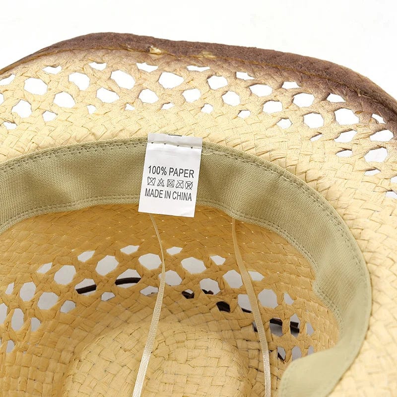  Showlu Fashion Store New Cowboy Hat Women Men Retro Raffia Straw Hats Summer Sun Hat Outdoor Sunshade Beach Hat Western Sombrero Panama Hat