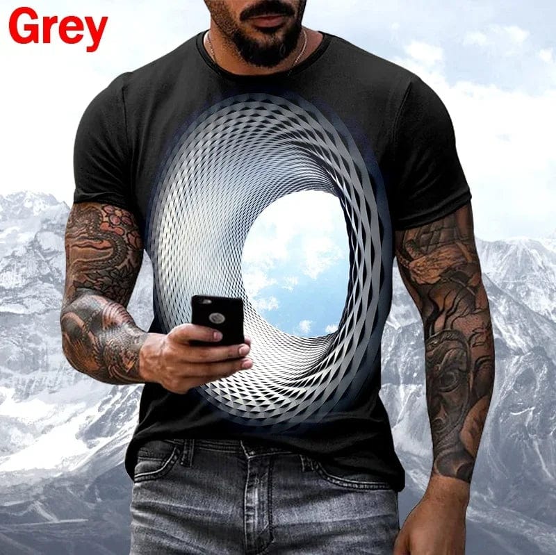  Showlu Fashion Store New Men's Personalized T-shirt Fashion 3D Sky Print Casual Crew Neck T-shirt