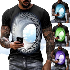  Showlu Fashion Store New Men's Personalized T-shirt Fashion 3D Sky Print Casual Crew Neck T-shirt