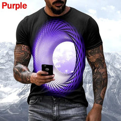  Showlu Fashion Store New Men's Personalized T-shirt Fashion 3D Sky Print Casual Crew Neck T-shirt