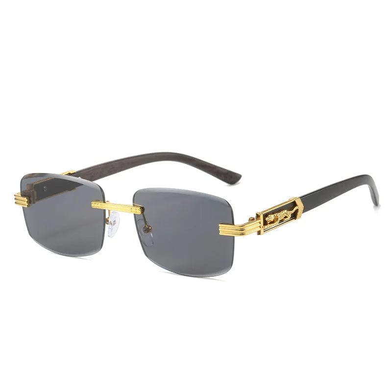  Showlu Fashion Store New Metal Leopard Rimless Rectangle Vintage Sunglasses For Men Fashion Frameless Tinted Glasses Women Gradient Sunshade Eyewear