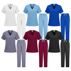 SHOWLU FASHION STORE New Nurse Uniforms Elatic Solid Tops Pants Woman Man Scrub Trousers Dental Vet Hospital Pet Clinic Medical Uniform Scrub Sets