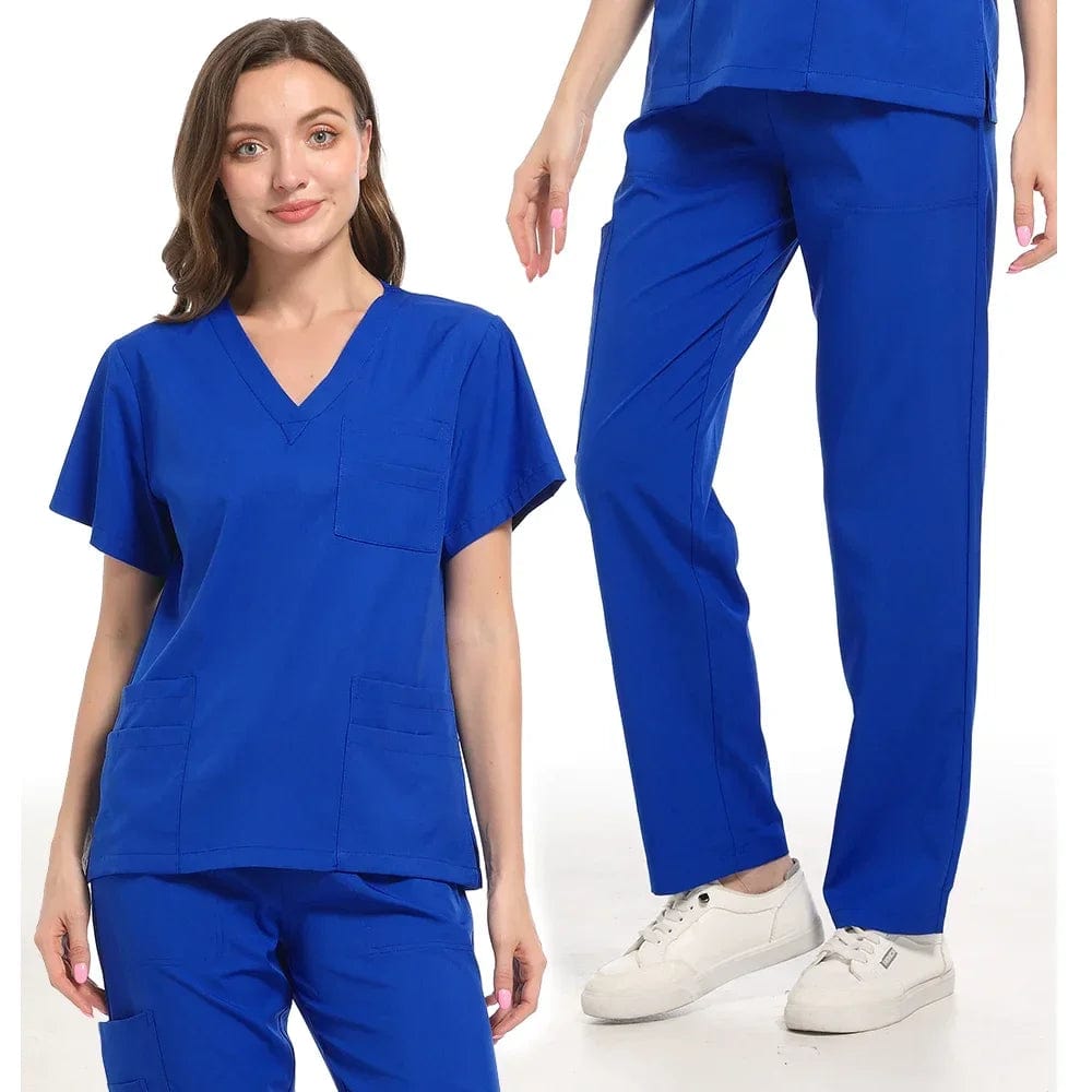 SHOWLU FASHION STORE New Nurse Uniforms Elatic Solid Tops Pants Woman Man Scrub Trousers Dental Vet Hospital Pet Clinic Medical Uniform Scrub Sets