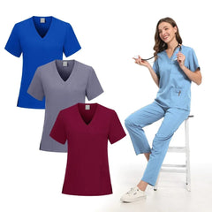 SHOWLU FASHION STORE New Nurse Uniforms Elatic Solid Tops Pants Woman Man Scrub Trousers Dental Vet Hospital Pet Clinic Medical Uniform Scrub Sets