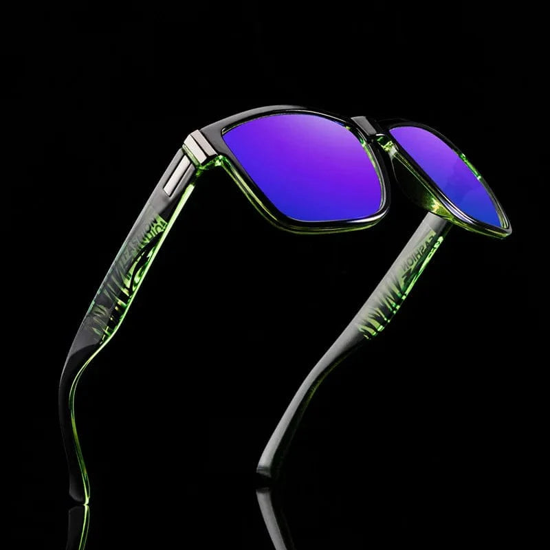 SKIG Polarized Square Sunglasses for Men and Women, vintage UV400 driving eyewear with classic black frames and tinted lenses.