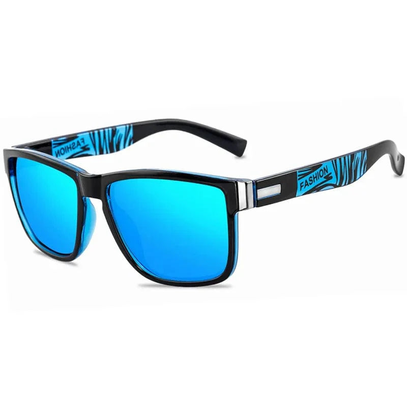 Showlu Fashion SKIG polarized square sunglasses for men, vintage UV400 driving eyewear with black frames and tinted lenses.