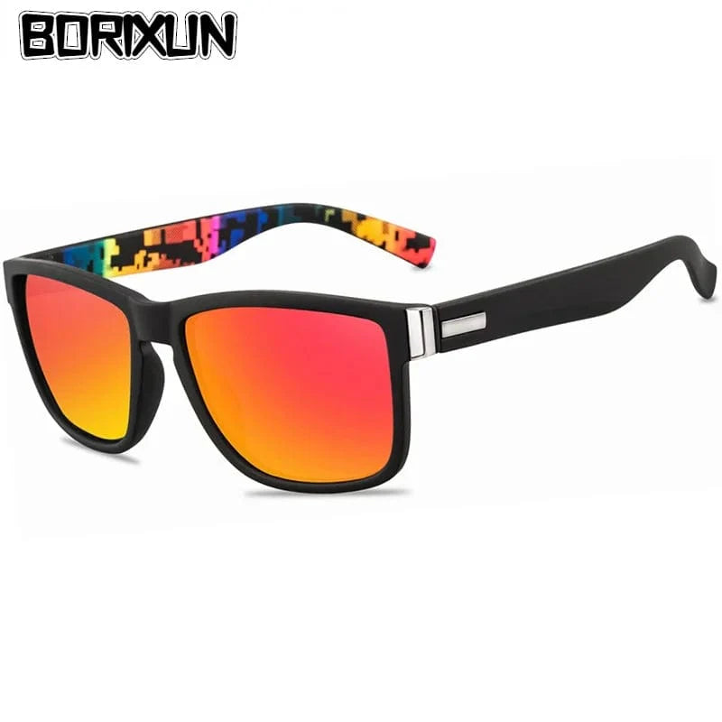 Showlu Fashion SKIG polarized square sunglasses for men and women, vintage UV400 driving eyewear with classic black frames.