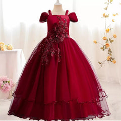  Showlu Fashion Store New Princess Girls Dress 2022 Summer Lace Bridesmaid Party Dress Flower Costume Kids Dresses For Girls Wedding Dress Vestido