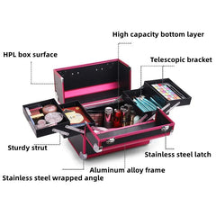  Showlu Fashion Store New Professional Aluminum Alloy Cosmetic Box Hairdressing Cosmetology  Toolbox Patterned Embroidery Manicure Toolkits