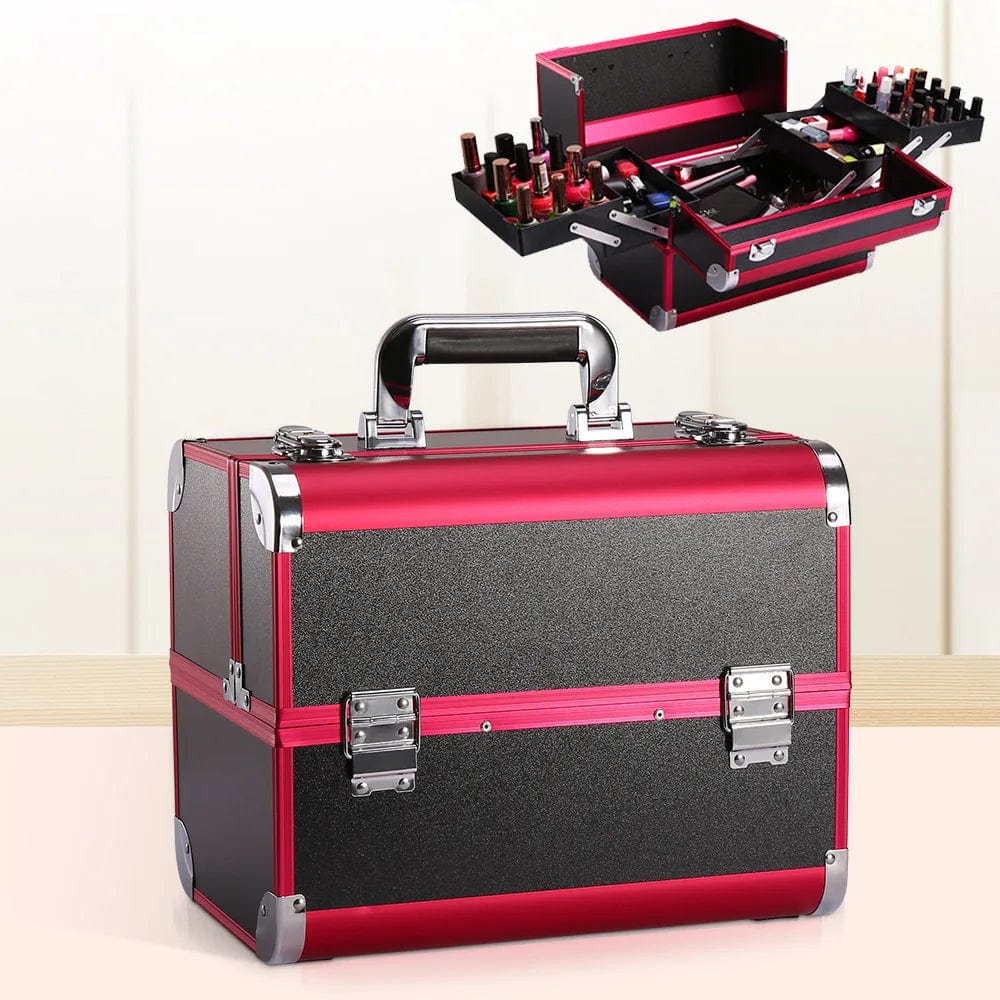  Showlu Fashion Store New Professional Aluminum Alloy Cosmetic Box Hairdressing Cosmetology  Toolbox Patterned Embroidery Manicure Toolkits