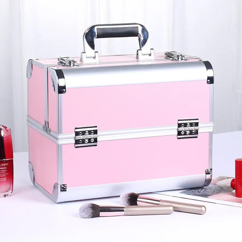  Showlu Fashion Store New Professional Aluminum Alloy Cosmetic Box Hairdressing Cosmetology  Toolbox Patterned Embroidery Manicure Toolkits