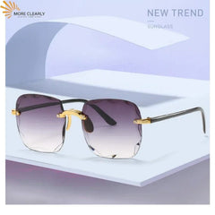  Showlu Fashion Store New Square Rimless Sunglasses Women Luxury Brand Designer Summer Red Glasses Fashion Sun Glasses for Men UV400 Shades Oculos