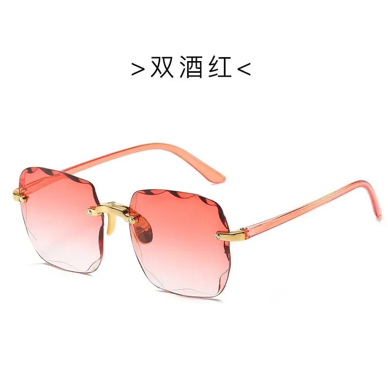  Showlu Fashion Store New Square Rimless Sunglasses Women Luxury Brand Designer Summer Red Glasses Fashion Sun Glasses for Men UV400 Shades Oculos