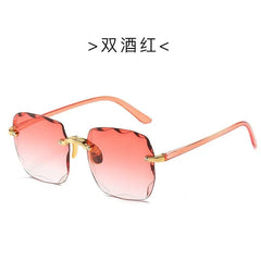  Showlu Fashion Store New Square Rimless Sunglasses Women Luxury Brand Designer Summer Red Glasses Fashion Sun Glasses for Men UV400 Shades Oculos