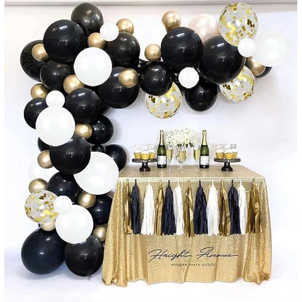 Showlu Fashion Store NO.1 / AS Picture Black White Balloons Garland Metallic Gold Confetti Balloon Arch Kit Graduation Birthday Party New Year 2024 Decoration Ballon