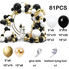 Showlu Fashion Store NO.1 / AS Picture Black White Balloons Garland Metallic Gold Confetti Balloon Arch Kit Graduation Birthday Party New Year 2024 Decoration Ballon