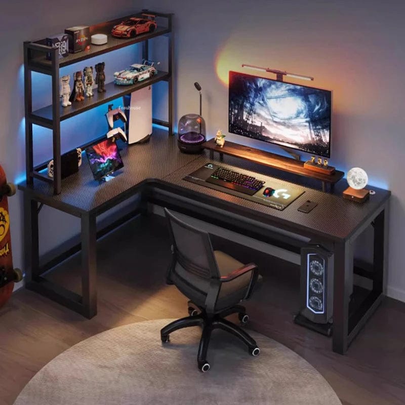 SHOWLU FASHION STORE Nordic Corner Computer Desks Double Table Modern Office Furniture Internet Cafe Game Desk Home Desk Bookshelf Integrated Table T