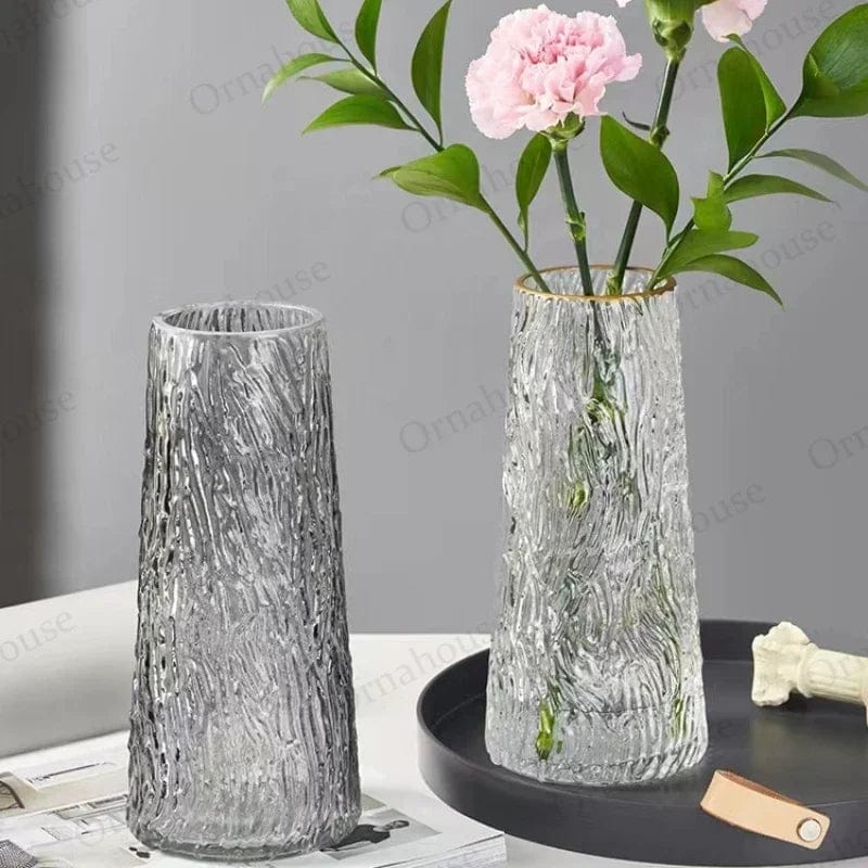  Showlu Fashion Store Nordic Glass Vase Creative Transparent Aquatic Flowers Minimalist Glass Tabletop Decoration Ceramic Vase Vases for Flower