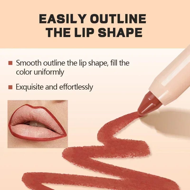  Showlu Fashion Store Nude Brown Lipliner Pen Waterproof Sexy Red Matte Contour Tint Lipstick Lasting Non-stick Cup Lipliner Pen Lips Makeup Cosmetic