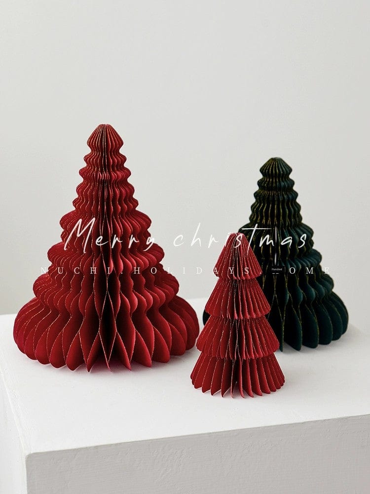  Showlu Fashion Store Nuoqi Christmas Tree Ornaments Honeycomb Mini Christmas Tree Christmas Origami Decoration Scene Layout Props Gift Ornament