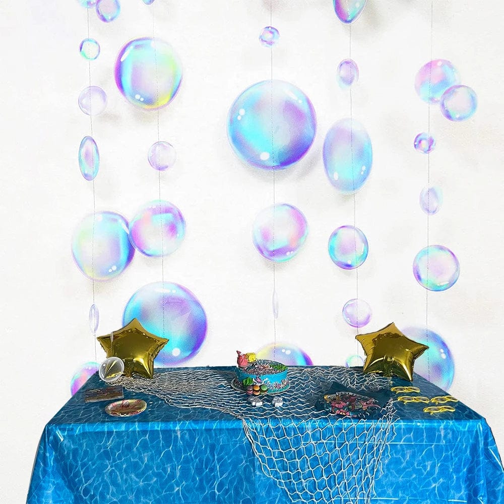  Showlu Fashion Store Ocean Waves Plastic Tablecloth Ocean Party Table Cover Water Print Table Cover Under the Sea Tablecloth Mermaid Shark Birthday