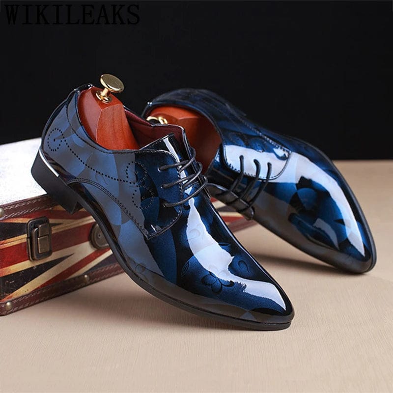 SHOWLU FASHION STORE Office Men Dress Shoes Floral Pattern Men Formal Shoes Leather Luxury Fashion Groom Wedding Shoes Men Oxford Shoes Dress 37-50