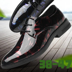  Showlu Fashion Store Office Men Dress Shoes Floral Pattern Men Formal Shoes Leather Luxury Fashion Groom Wedding Shoes Men Oxford Shoes Dress 38-47