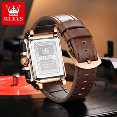 SHOWLU FASHION STORE OLEVS 9919 Original Quartz Watch for Men Chronograph Waterproof Auto Date Men's Wristwatch Leather Strap Casual Sport Man Watch