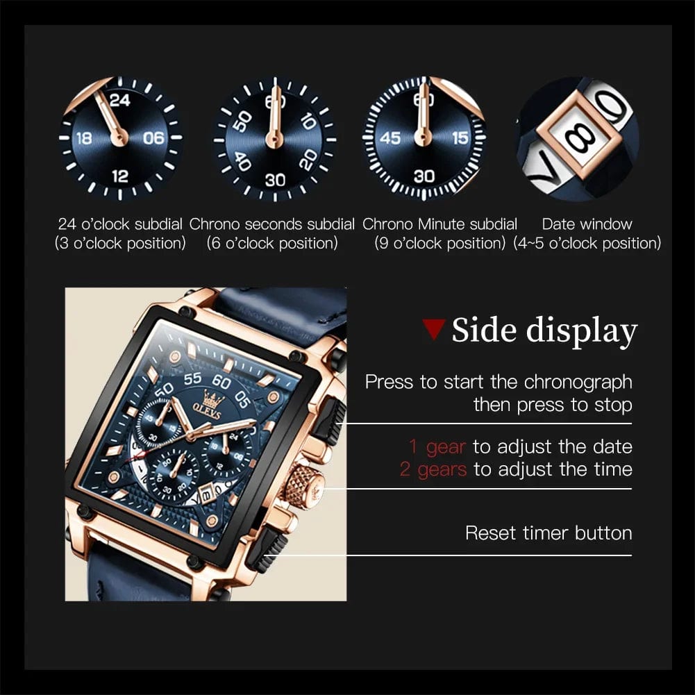 SHOWLU FASHION STORE OLEVS Fashion Men Watches Top Brand Luxury Leather Sport Watch Men Quartz Date Clock Waterproof Wristwatch Calendar Clock Men