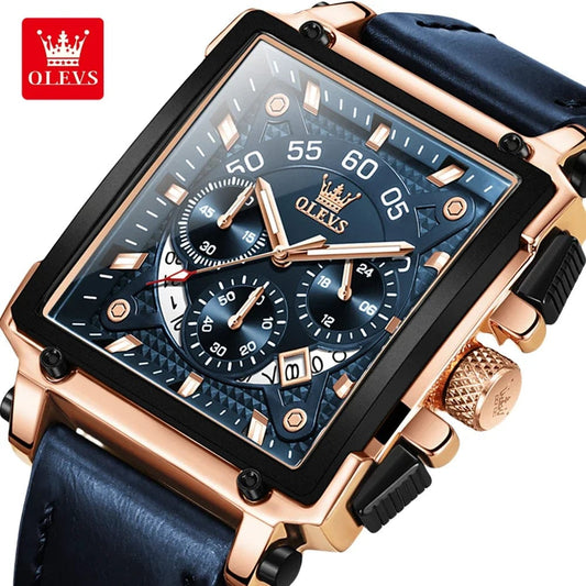 SHOWLU FASHION STORE OLEVS Fashion Men Watches Top Brand Luxury Leather Sport Watch Men Quartz Date Clock Waterproof Wristwatch Calendar Clock Men