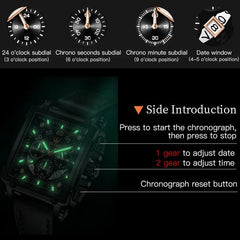 SHOWLU FASHION STORE OLEVS Top Brand Male Watches Square Quartz Watch Watch For Men Waterproof Leather Strap Sport Clock Male Relogio Masculino