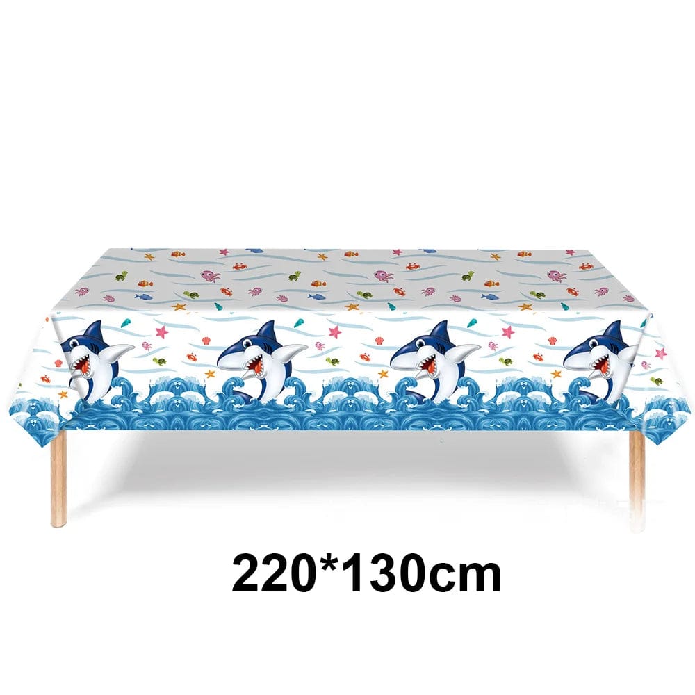  Showlu Fashion Store Olive Ocean Waves Plastic Tablecloth Ocean Party Table Cover Water Print Table Cover Under the Sea Tablecloth Mermaid Shark Birthday