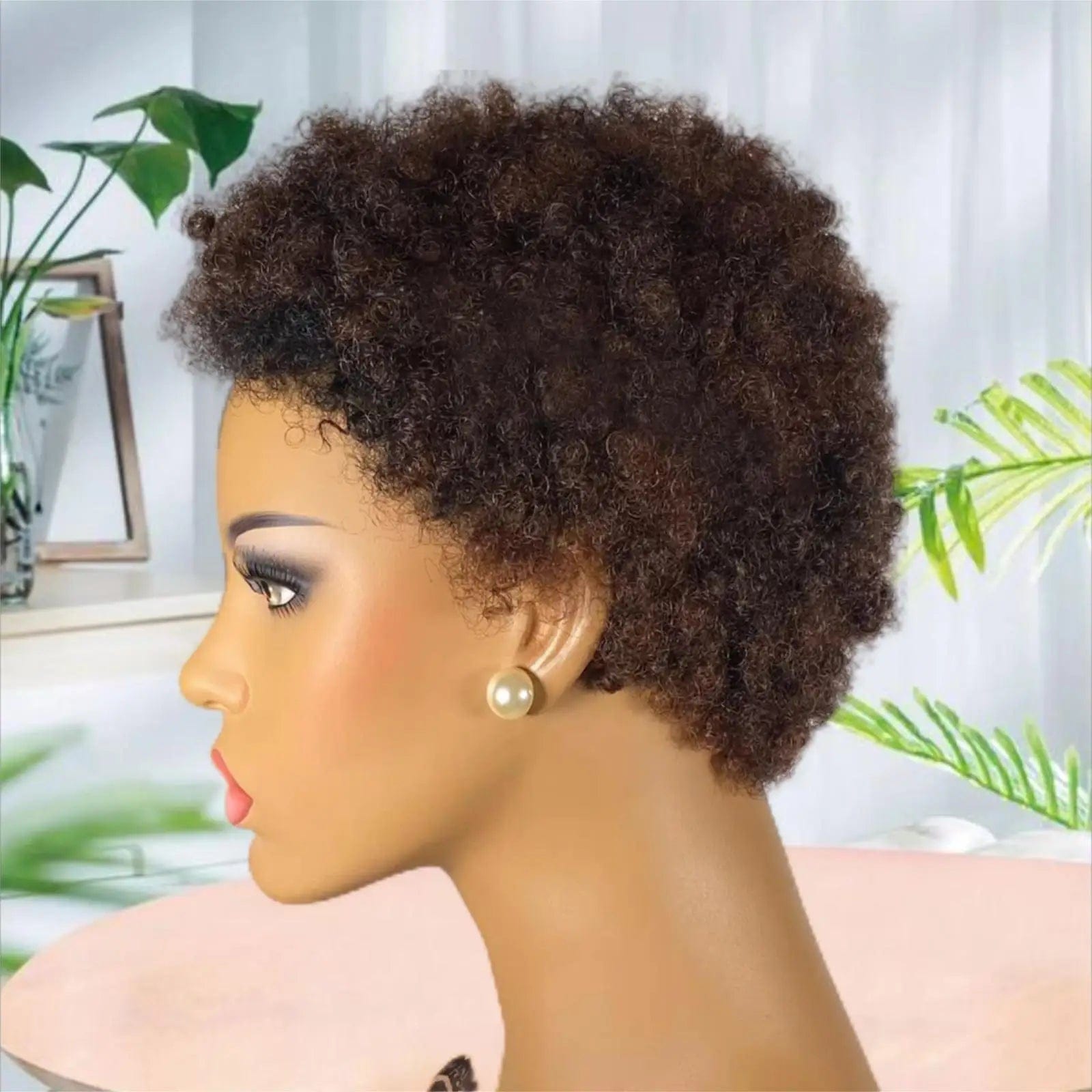 SHOWLU FASHION STORE Ombre highlight honey brown Low cut afro wig/Afro pixie wig/short wig 200% density 100% remy human hair