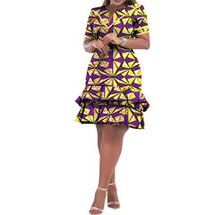 SHOWLU FASHION STORE On Sale! New Fashion African Bazin Riche Dresses For Women Bazin Riche Female Ankara Clothing Short Sleeve Ladies Dress Robe Wax