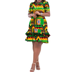 SHOWLU FASHION STORE On Sale! New Fashion African Bazin Riche Dresses For Women Bazin Riche Female Ankara Clothing Short Sleeve Ladies Dress Robe Wax