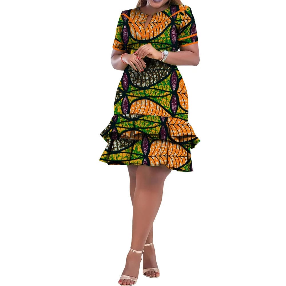 SHOWLU FASHION STORE On Sale! New Fashion African Bazin Riche Dresses For Women Bazin Riche Female Ankara Clothing Short Sleeve Ladies Dress Robe Wax